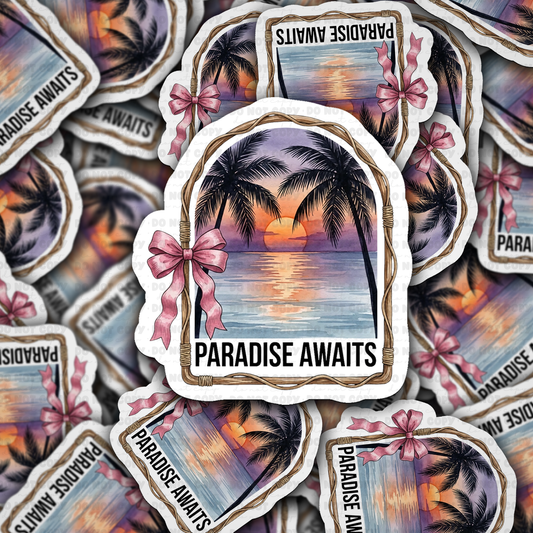 DS 3231 - Paradise Awaits Die Cut sticker