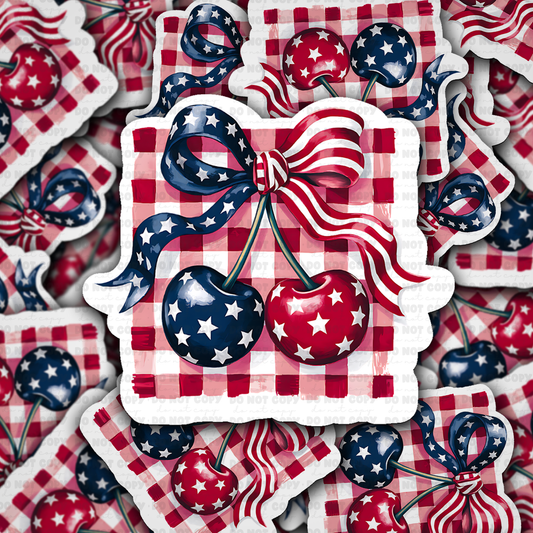 DS 2981 - American cherry bow Die Cut sticker