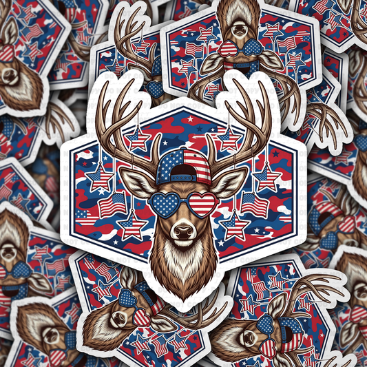 DS 2905 - Patriotic Deer Die Cut sticker