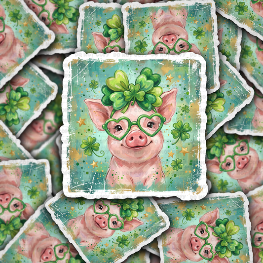 DS - 2697 St. Patrick's day pig Die Cut sticker
