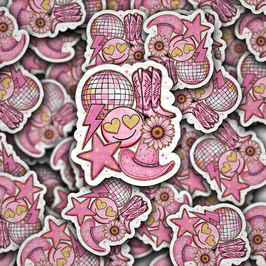 DC 1797 - Pink cowgirl Die Cut Sticker