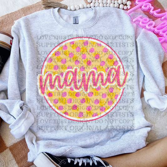 5529 - Pink polka dot Mama circle *DTF