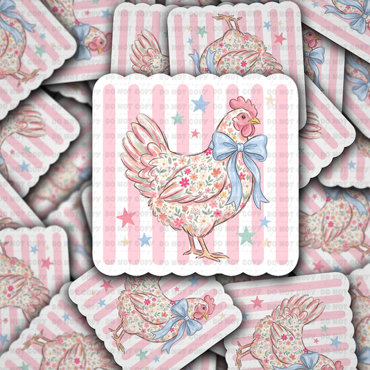 DS 3337 - Preppy flower chicken Die Cut sticker