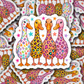 DS 3338 - Preppy leopard print ducks Die Cut sticker