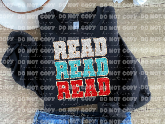 3492 Read Read Read faux chenille   *DREAM TRANSFER* DTF