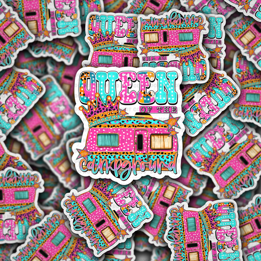 DC 1867 - Queen of the campground Die Cut Sticker