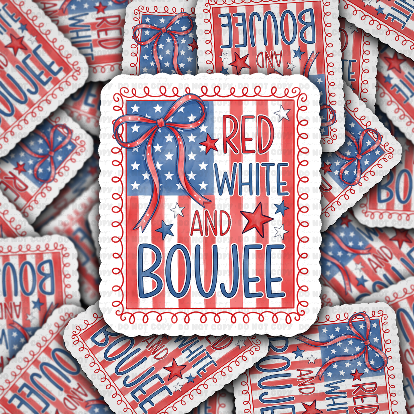 DS 3103 - Red, White, and Boujee Die Cut sticker