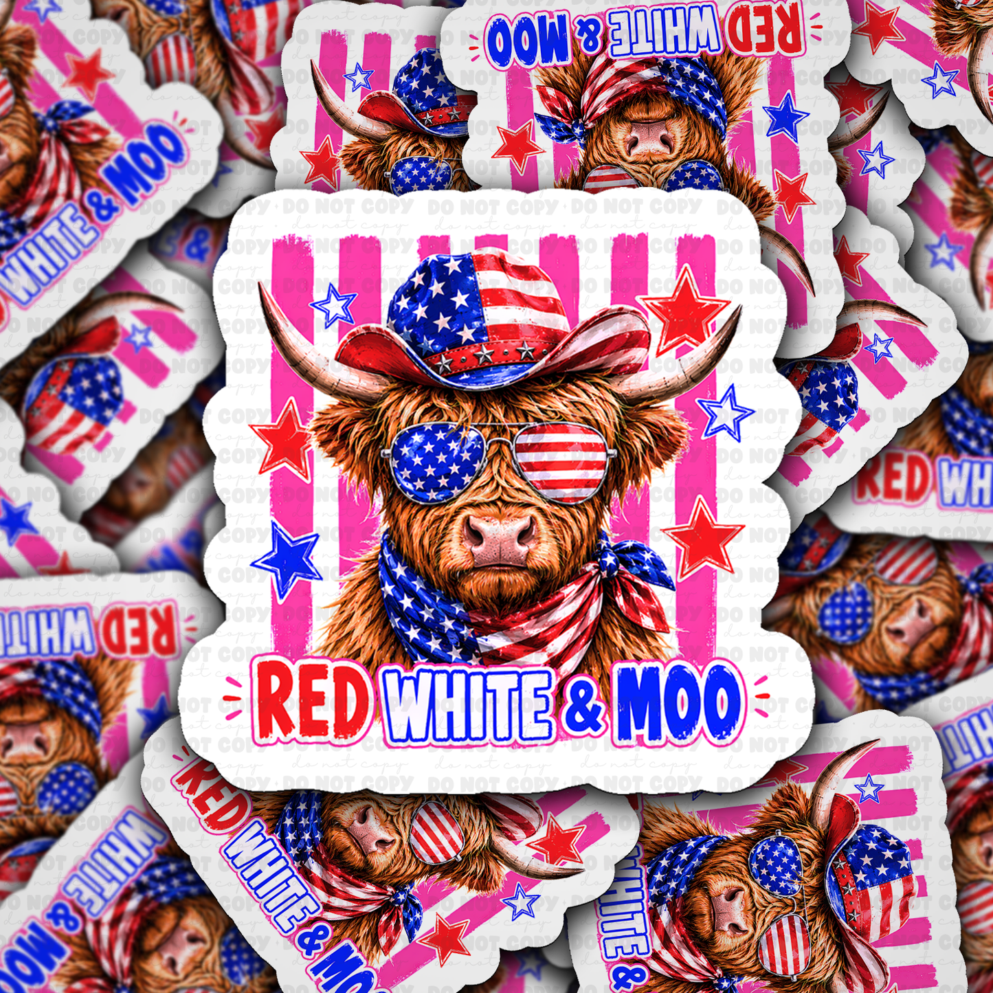 DS 3161 - Red, White, and Moo Die Cut sticker