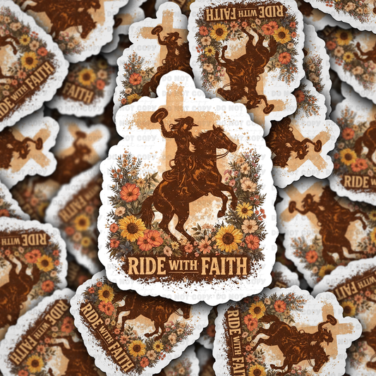DS 2754 - Ride with faith Die Cut sticker