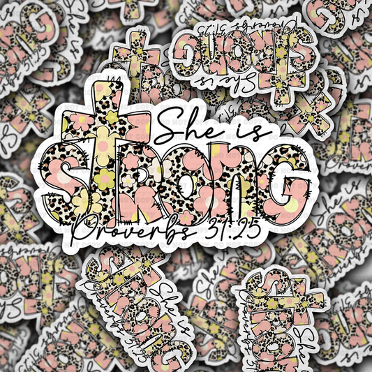 DC 1498 - She is strong die cut sticker