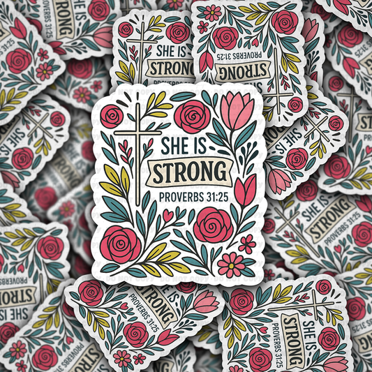 DC 1872 - She is strong proverbs Die Cut Sticker