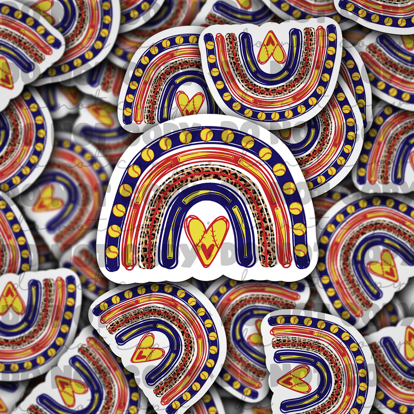 Softball rainbow  Die cut sticker 3-5 Business Day TAT