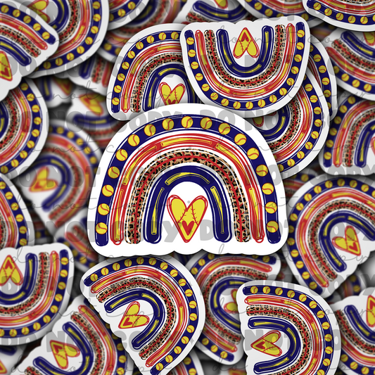 Softball rainbow  Die cut sticker 3-5 Business Day TAT
