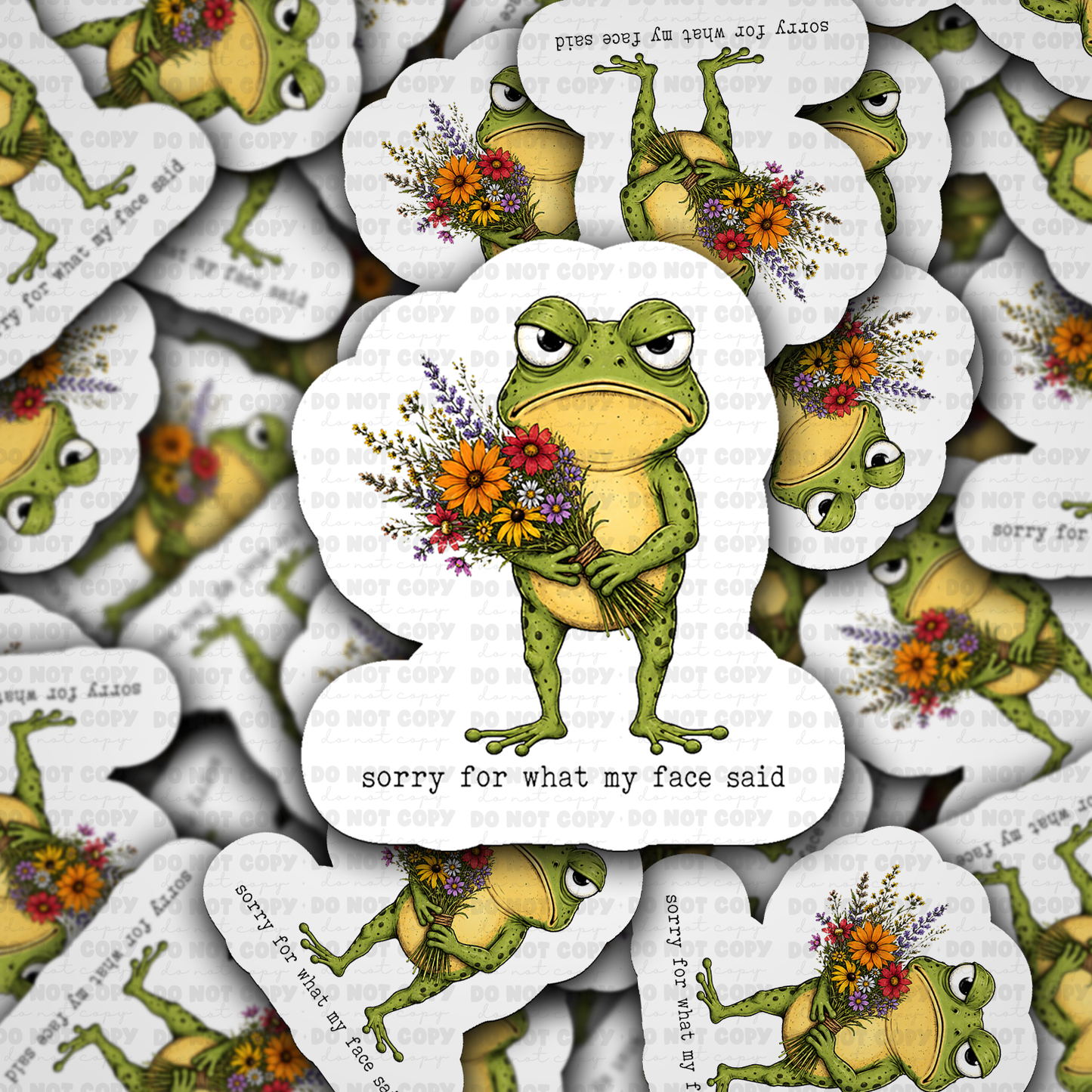 DS 3342 - Sorry for what my face said frog Die Cut sticker