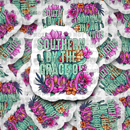 Southern by the grace of God  Die cut sticker 3-5 Business Day TA