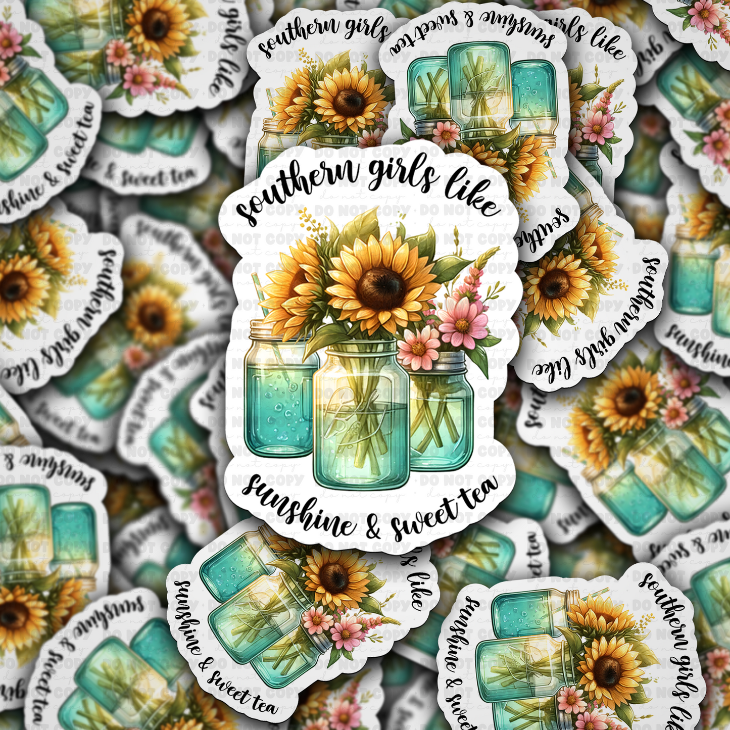 DC 1681-  southern girls like sunshine & sweet tea Die Cut Sticker