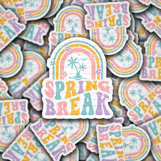 DC 1483 - Spring break with flower and rainbow die cut sticker