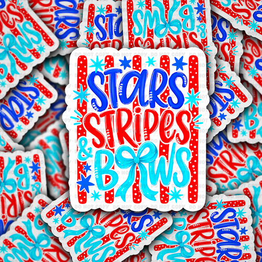 DS 3163 - Stars, Stripes, and Bows Die Cut sticker