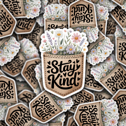 DS - 2431 Stay kind coffee cup Die Cut Sticker