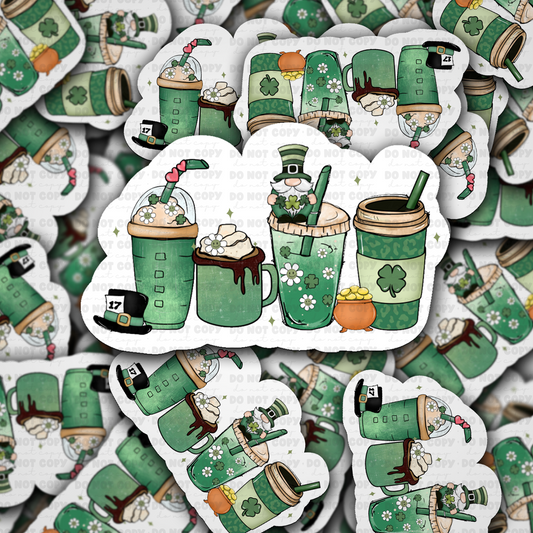 DC 1454 - St. Patrick's day cups die cut sticker