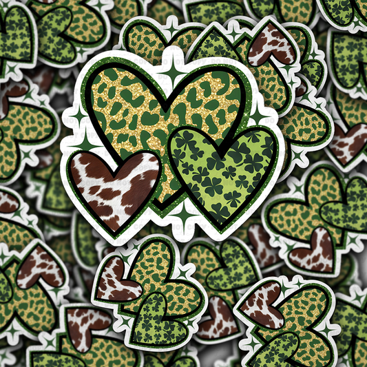 DC 1381 St Patrick's day hearts - die cut sticker