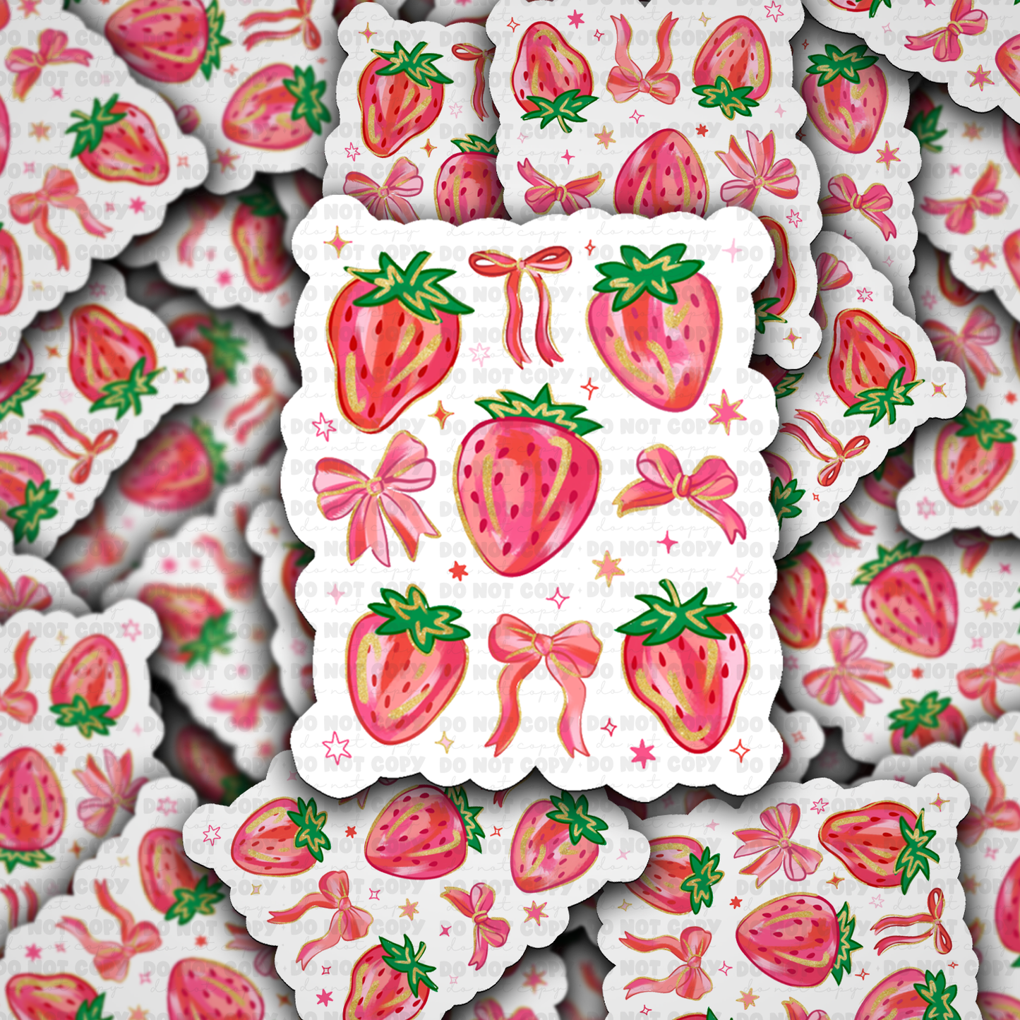 DC 1942 - Strawberries with bows Die Cut Sticker
