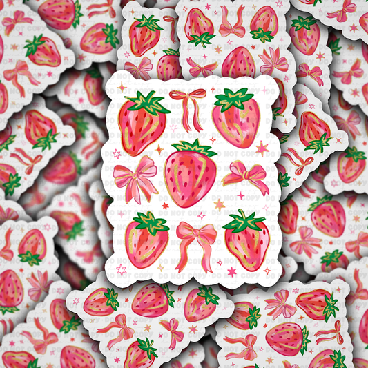 DC 1942 - Strawberries with bows Die Cut Sticker