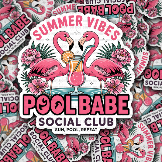 DC 1840 - Summer vibes pool babe Die Cut Sticker