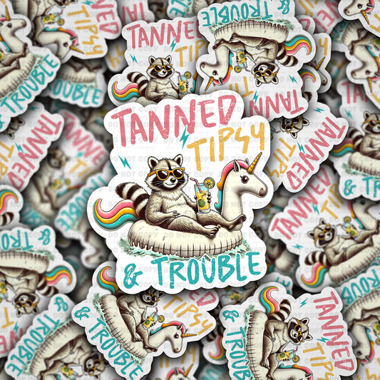 DC 1704 - Tanned Tipsy & Trouble Die Cut Sticker