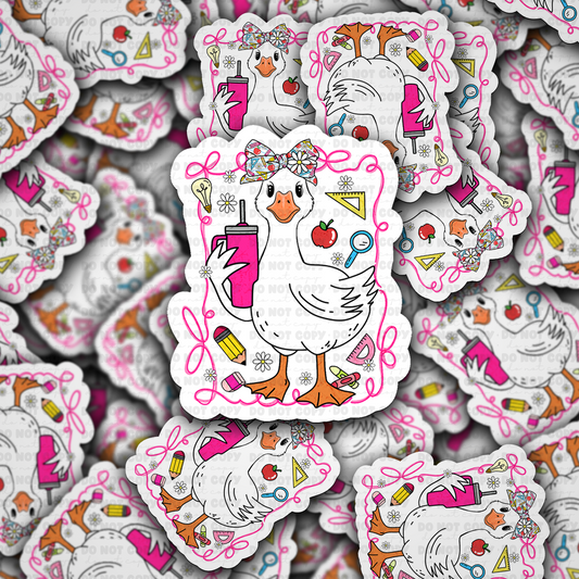 DC 1990 - Teacher back to school duck goose Die Cut Sticker