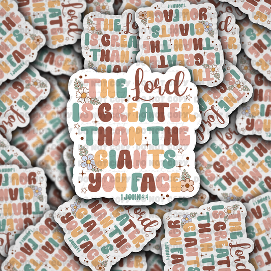 DC610 The lord is greater than the giants  Die cut sticker 3-5 Business Day TAT