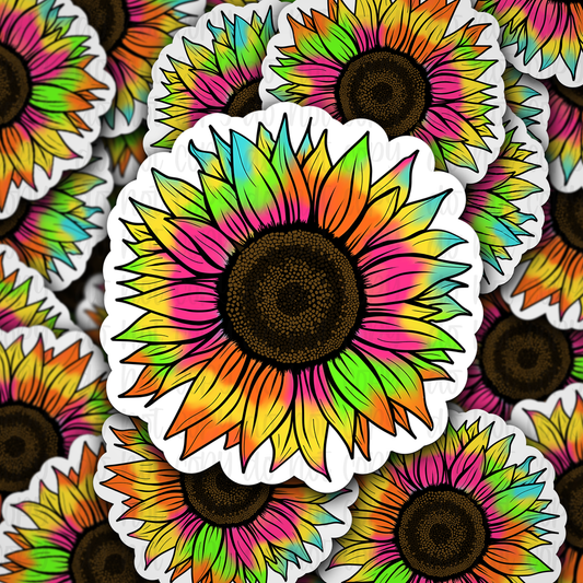 Tie dye Sunflower Die cut sticker 3-5 Business Day TAT