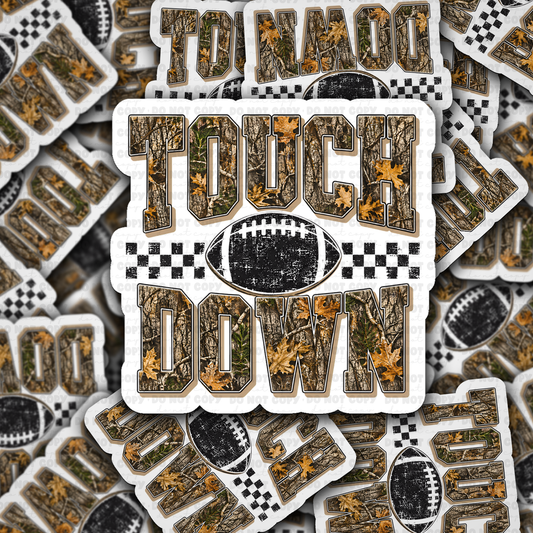 DS 3345 - Touch down camo print with football Die Cut sticker