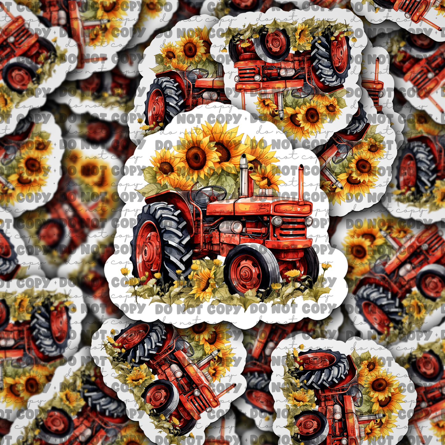 DC672 Tractor Sunflower  Die cut sticker 3-5 Business Day TAT