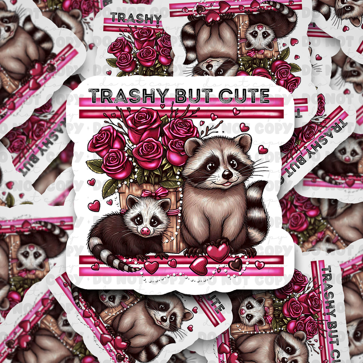 DC523 trashy but cute Die cut sticker 3-5 Business Day TAT