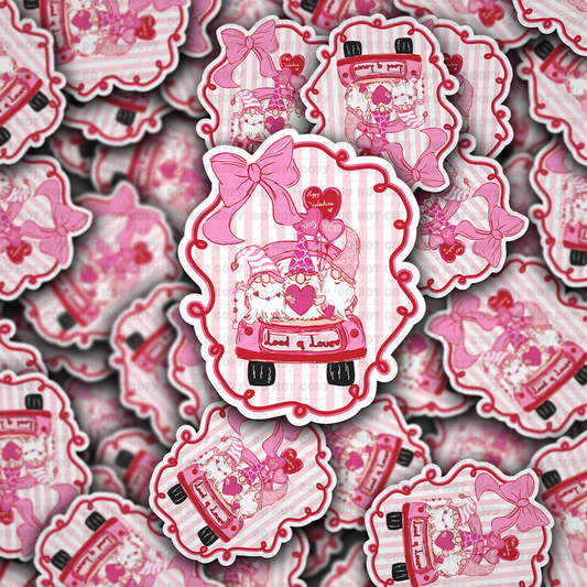 DS - 2420 Gnome truck Valentine Die Cut Sticker