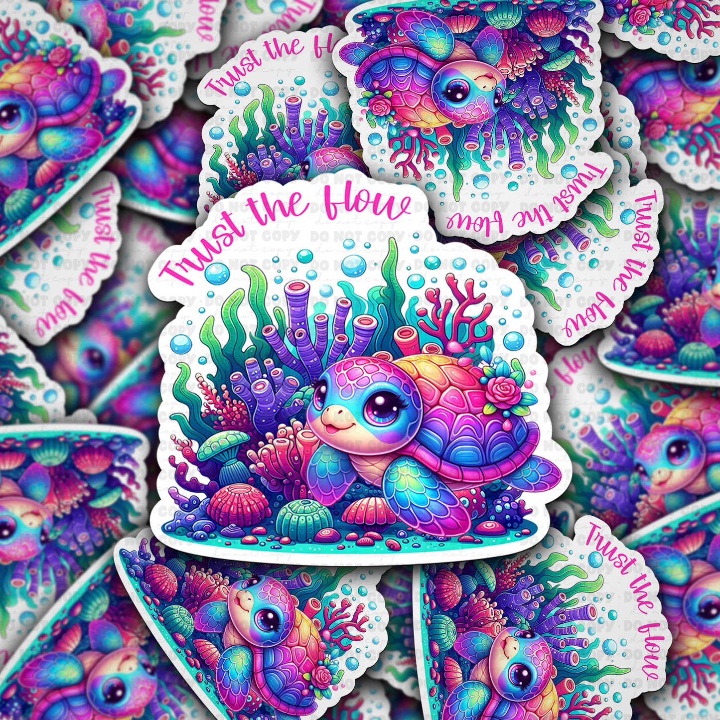 DC 1141 Trust the flow turtle Die cut sticker