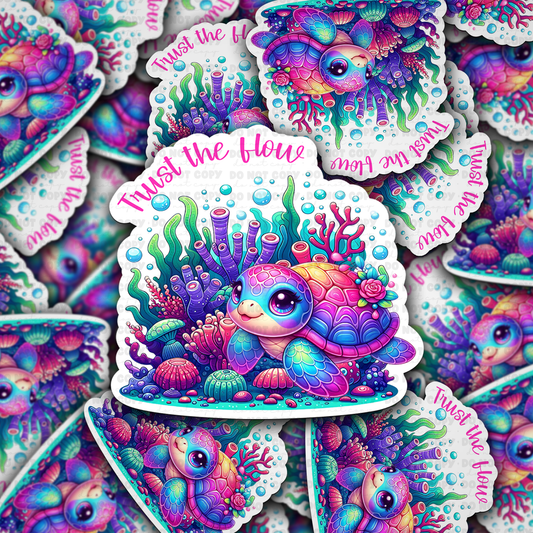 DC 1141 Trust the flow turtle Die cut sticker