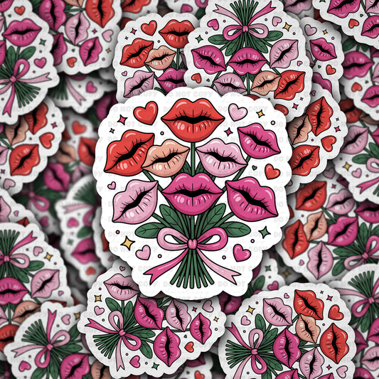 DS - 2434 Valentine lip bouquet Die Cut Sticker