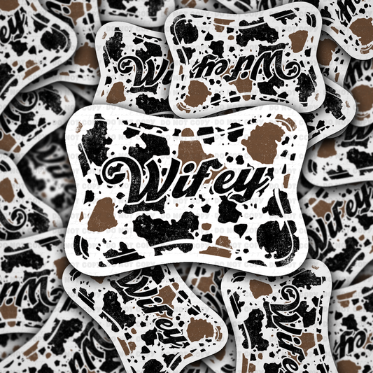 DC 1864 - Wifey cow print Die Cut Sticker