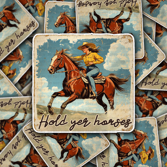 DS 2853 - Hold yer horses Die Cut sticker