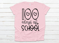100 days of school with hearts *Choose from drop down menu*