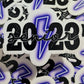 Senior blue 2023 with bolt Die cut sticker 3-5 Business Day TAT
