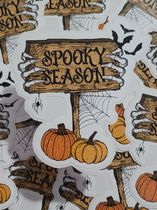 Spooky season skeleton hands with pumpkins Die cut sticker 3-5 Business Day TAT