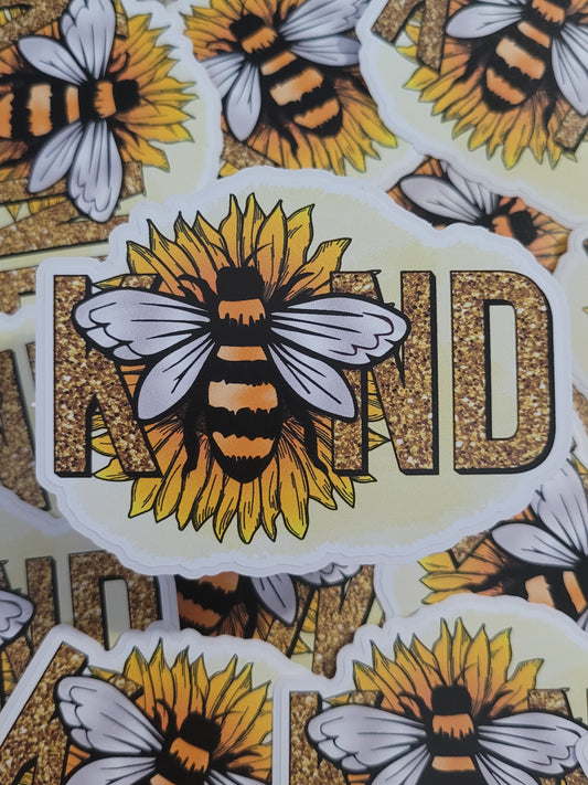 Be kind glitter sunflower Die cut sticker 3-5 Business Day TAT