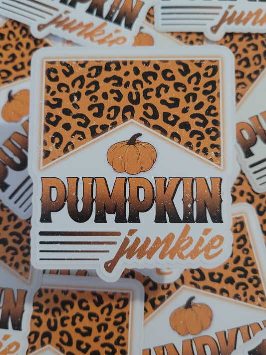 Pumpkin junkie leopard Die cut sticker 3-5 Business Day TAT