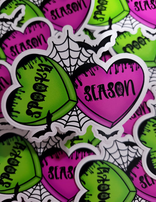 Spooky season heart with spider web Die cut sticker 3-5 Business Day TAT