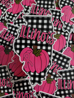 Illinois state breast cancer ribbon awareness Die cut sticker 3-5 Business Day TAT