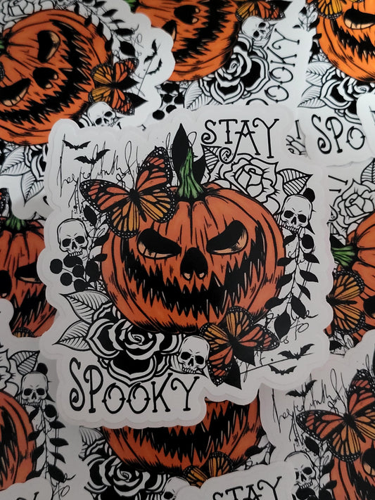 Stay spooky pumpkin Die cut sticker 3-5 Business Day TAT