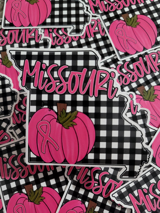 Missouri state breast cancer ribbon awareness Die cut sticker 3-5 Business Day TAT